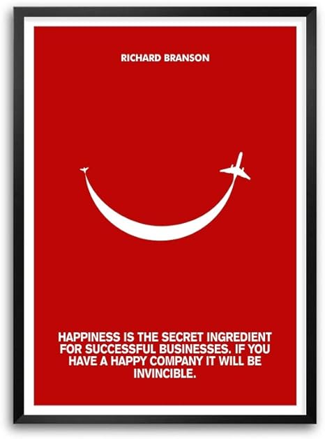 Lab No 4 Happiness Is The Secret Richard Branson Corporate Startup Business Quotes Framed Poster In A3 16 5 X 11 7 Amazon De Kuche Haushalt
