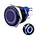 Ulincos Momentary Push Button Switch U22A1 1NO1NC Black Metal Shell with 12V Blue LED Ring Suitable for 22mm 7/8
