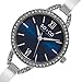 SO&CO New York Women's 5088.2 SoHo Quartz Crystal Accent Blue Dial Stainless Steel Bangle Watch