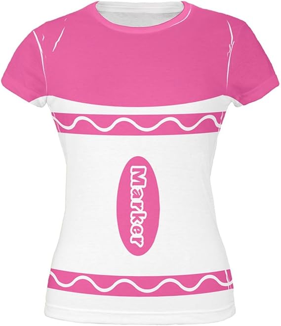 Halloween Marker Costume Pink All Over Juniors T Shirt