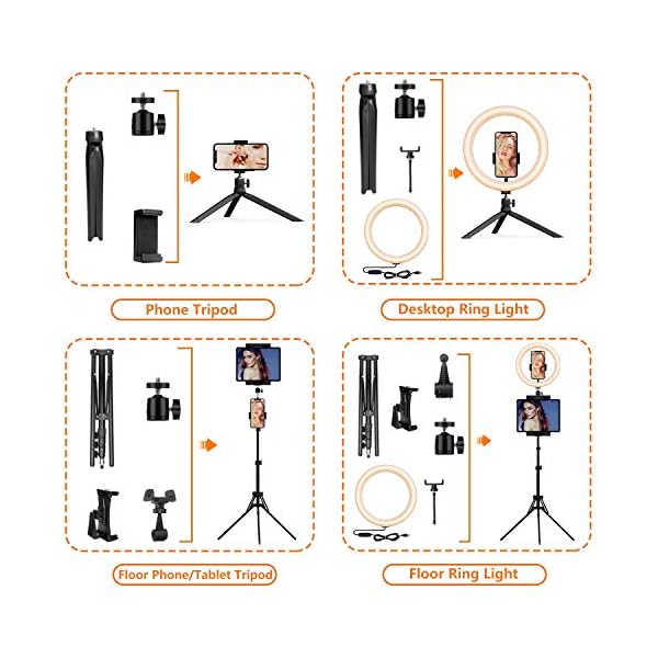 12 Zoll Ringlicht mit Stativ Handy, [1 Satz für alle] PEYOU 72 Zoll mit Tablet-Halter, LED Ringleuchte mit Stativ… – Bild 5