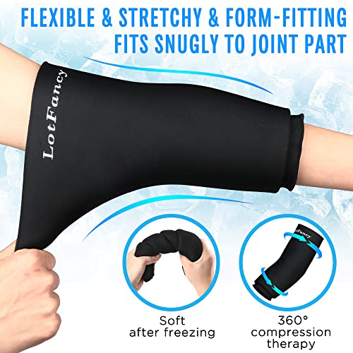 LotFancy Elbow Ice Compression Sleeve, Hot Cold Therapy for Tendonitis and Golfers Tennis Elbow, Reusable Gel Ice Pack Wrap Relieves Arm, Ankle, Wrist, Calf, Muscles, Joints Pain