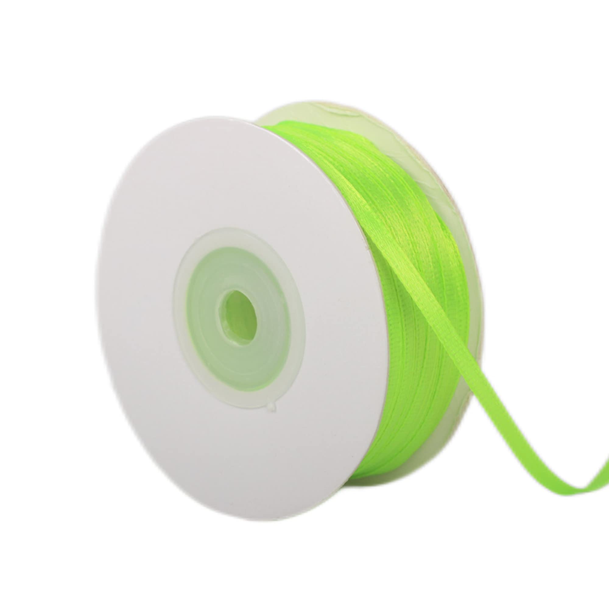 Lemon Yellow Ribbon 3mm for Gift Wrapping 91m, Double Sided Yellow Satin Ribbon 3mm Thick Fabric Ribbon for Crafting Cake Ribbon,Hair Bow Ribbon,Christmas Decoration,Wedding Car Ribbon