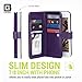 Gear Beast Flip Cover Dual Folio Case fits iPhone 8/7 Wallet Case Slim Protective Lychee PU Leather Case 7 Slot Card Holder Including ID Holder 2 Inner Pockets Stand Feature Wristlet (Deep Purple)