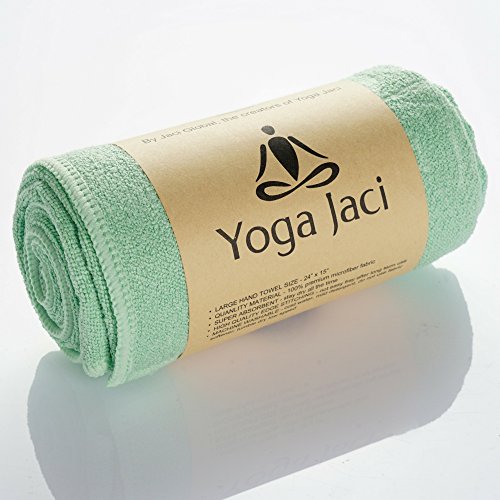 Yoga Hand Towel – Premium Microfiber Materials Edge Stitching – Durable and Long Lasting (Green, 1 Hand Towel 24″x15″)