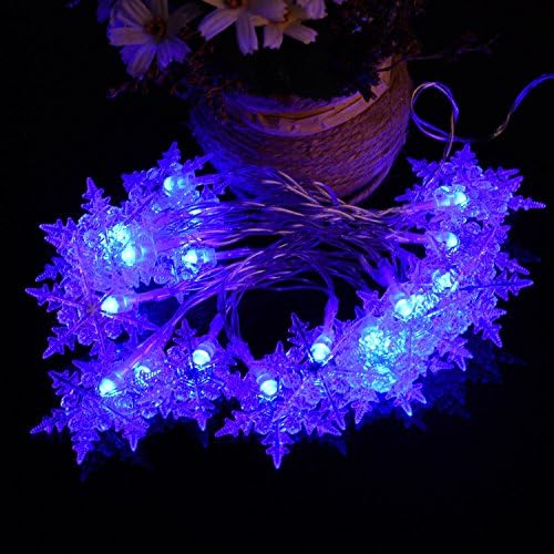 Christmas 20 LED Snowflake Fairy Curtain String Lights Xmas Wedding Party indoor Lantern Decoration 2.1M Blue