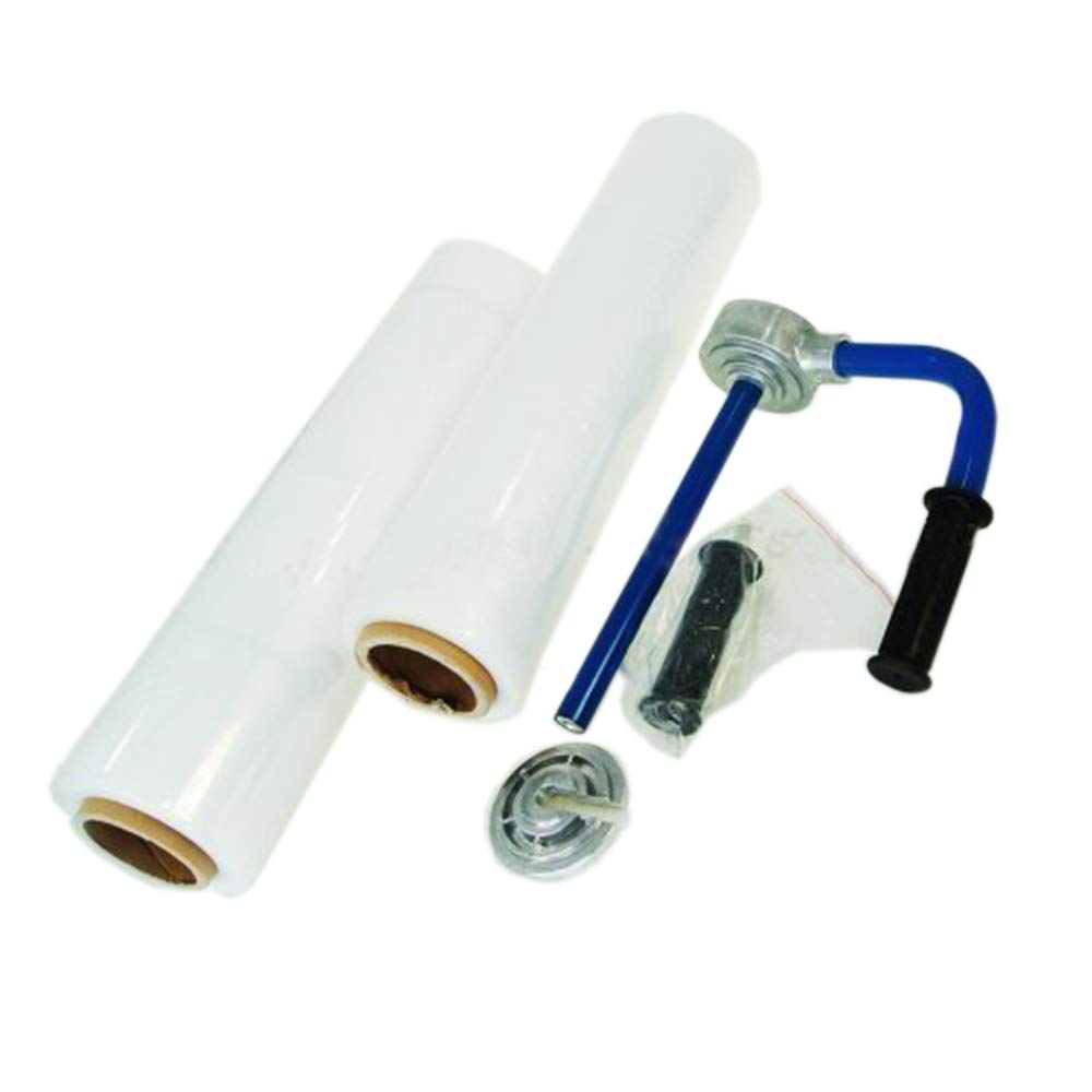 KATSU Pallet Stretch Shink Wrap Dispenser Holder Tool With 2 Rolls Heavy Duty Stretch Shrink Wrapping Packaging Cling Film 250M 832322A