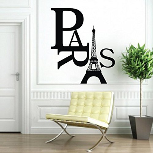 TRURENDI Paris Art Eiffel Tower Removable Wall Stickers Decals Quote Home Decor Vinyl