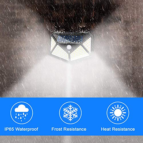 Solar Lights Outdoor 100 LEDs Solar Motion Sensor Light Outdoor 1000 Lumens Waterproof Security Wall Night Light with 3 Modes 270° Wide Angle for Garden, Patio Yard, Deck Garage, Fence, Porch - 2 Pack