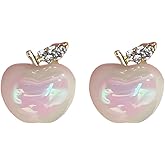 Small Apple Stud Earrings for Women Red Enamel Apple Stud Earrings Christmas Eve Jewelry