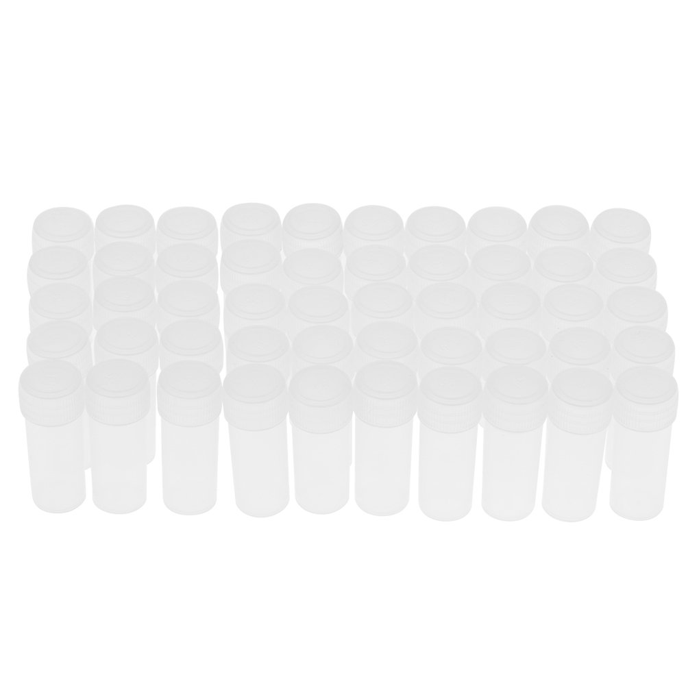 Ausla Sample Bottles, 50 Pieces 5ml Empty Clear Small Plastic Tubes with Lids Transparent Vials Cosmetic Container for Perfume Liquid Makeup Tool