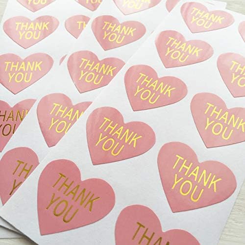 Thank You シール ハート型 贈答 金文字 ３色 3 2cm 直径 100片 Sweet Ty 14 Pink