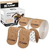 GJUMP Kinesiology Tape, 40 Count Precut Strips 2 Rolls, Original Cotton Elastic Athletic Tape for Muscle Strain Relief & Joint Support, Waterproof & Breathable Sports Tape for Support and Recovery