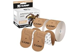 Kinesiology Tape, 40 Count Precut Strips 2 Rolls, Original Cotton Elastic Athletic Tape for Muscle Strain Relief & Joint Supp