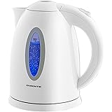 Ovente Electric Hot Water Kettle 1.7 Liter with LED Light, 1100 Watt BPA-Free Portable Tea Maker Fast Heating Element with Au