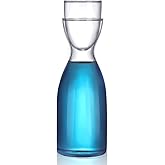 Bedside Water Carafe Set with Tumbler Glass Set for Bathroom Mouth Washer Dispenser Mouth Wash Containers Decanter with Cup Glass Pitcher Bottle Container, Nightstand or Kitchen, 600 ml (1)
