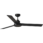 Monte Carlo Fans-Jovie-3 Blade Ceiling Fan in Modern Style-15.4 Inch Tall and 52 Inch Wide-Midnight Black Finish