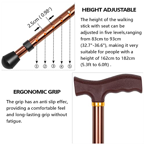 LINGTHIN Seat cane for men with a capacity of 120 kg, height adjustable folding seat canes, walking stick and stools for adults, elderly and recovery.