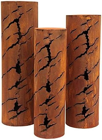 Runde Rostige Gartensaule Mit Rissen Dekosaule Hohe 100cm O 30cm Metall Edelrost Rost Rostsaule Gartendekoration Amazon De Garten