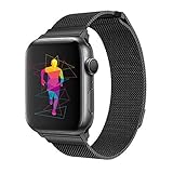 INTENY Band Compatible with Apple Watch 38mm 40mm, Milanese Sport Loop, Stainless Steel Mesh Strap, Compatible with iWatch Series 4, Series 3, Series 2, Series 1 (38MM 40MM, Black)