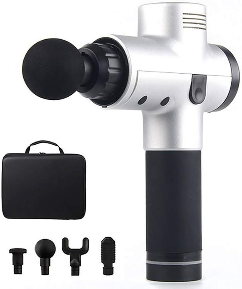 YGSYSC Best Massage Gun Portable Massage Device, 3 Speeds Handheld Massage Device for Deep Tissue, 4 Head Muscle Massage Device for Athletes Super Quiet