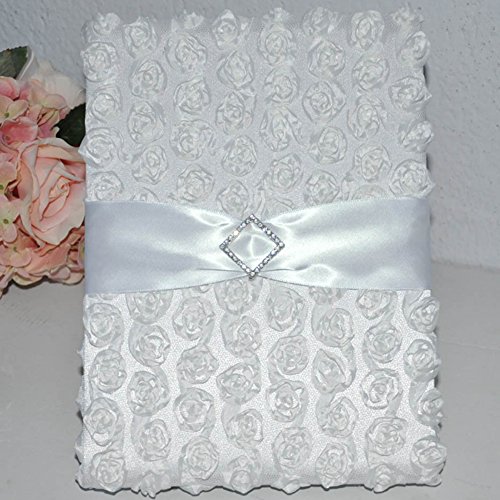 4Pcs Romantic Wedding Ceremony Party Favor Sets, Vintage Retro Lace Flower Feather Wedding Ring Pillow+ Girls Flower Basket +Guest Book +Pen Set for Elegant Wedding Party Wedding Decoration Supplies