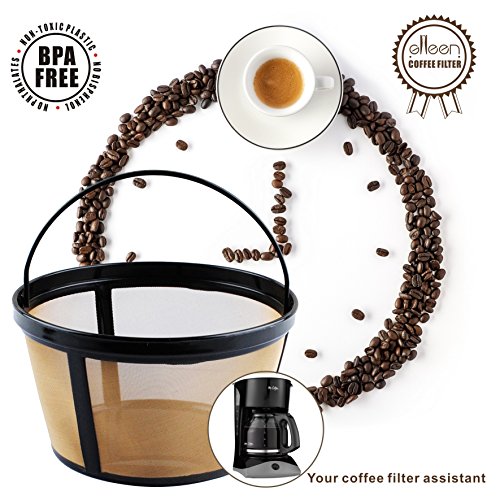 image for Basket Coffee Filter,Permanent Basket-Style Reusable 8-12 Cup Gold Ton