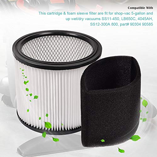 KEEPOW 1 Cartridge Filter and 2 Foam Sleeve Replacement for