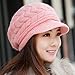 HINDAWI Women Winter Warm Knit Hat Wool Snow Caps with Visor, Pink