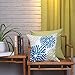 Phantoscope Set of 2 New Living Series Decorative Dahlia Blue and Green Throw Pillow Case Cushion Cover 18
