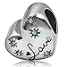 JMQJewelry Heart Christmas Birthstone Baby Love Footprints March Crystal Charm Beads for Bracelets