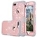 LONTECT Compatible iPhone 7 Plus Case Hybrid Heavy Duty Shockproof Diamond Studded Bling Rhinestone Cas Dual Layer [Hard PC+ Soft Silicone] Impact Protection for Apple iPhone 7 Plus, Rose Gold/Grey