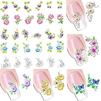 Trendy Club DIY Decorations Water Transfer Manicure Craft Nail Art/Tips Stickers for Women -12 Sheets