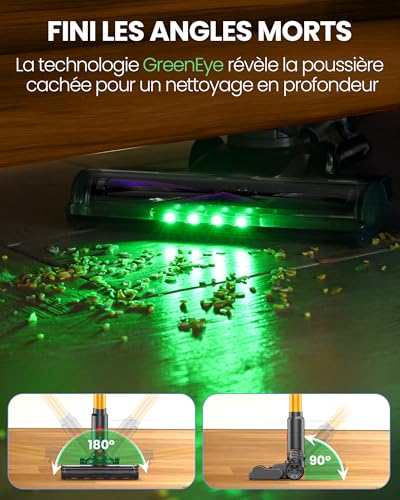 DP2 Dual Battery Cordless Broom Vacuum Cleaner, 48KPa/90Min/600W, LED Display, Telescopic Tube, Freestanding, Greeneye Light, for Cleaning Home, Pet Hair, Carpets and Hard Floors