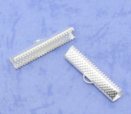Julz Beads 20 Silver Plated Ribbon End Clamps Cord Ends - 30mm Jewellery Findings J10594B