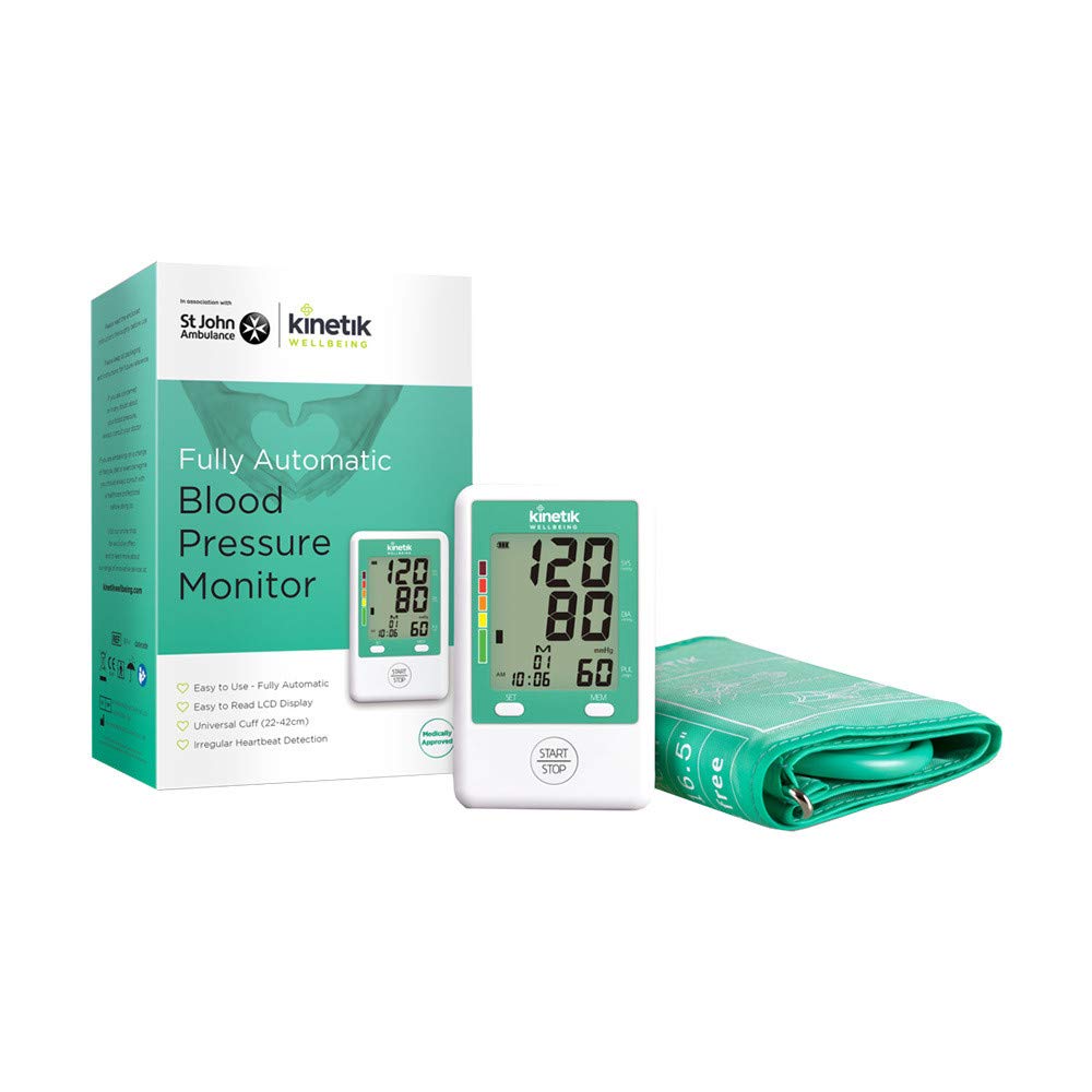 Kinetik Medical Medical Wellbeing Automatic Upper Arm Blood Pressure Monitor, Fast Measurement with Quick Reference Indicator - in Association with St John Ambulance