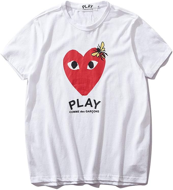 Fashion Play Love Letter bee Print Men and Women Couples Short Sleeve T-Shirt
