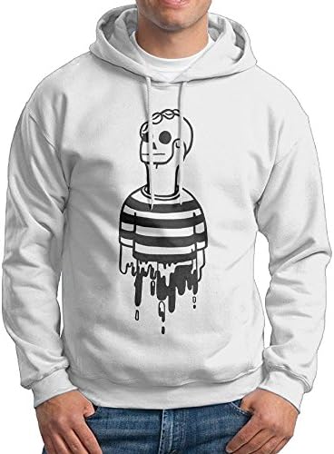 Fashion Men's Athletic Scar Man Print Soft &amp; Cozy Drawstring Pullover Without Pocket Sweater Shirt White S
