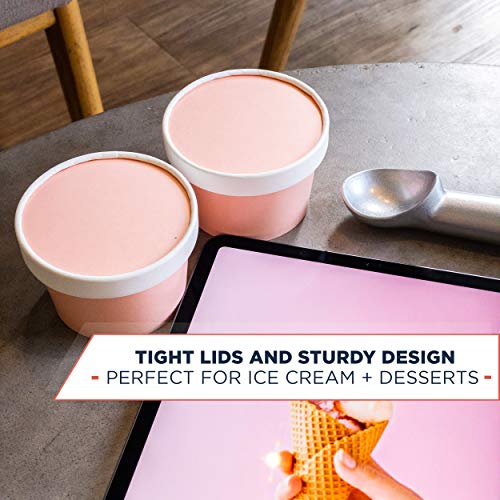 Glowcoast Ice Cream Containers With Lids 6 oz (Mini Pint, 30 set) Ice