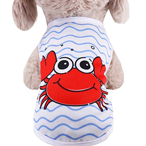 Wakeu Dog Clothes for Small Dogs Girl Chihuahua Boy Yorkies Summer Fall - Watermelon Crab Shirt Cat Puppy Vest Apparel Costume - Pet Clothing Schnauzer Female Male - Thumbnail 4