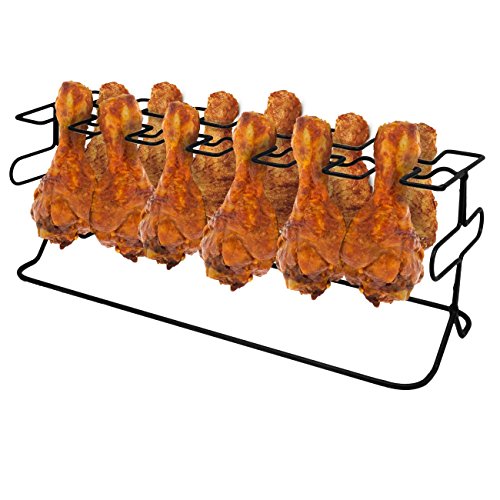 Sorbus 12 Slot Leg & Wing Grill Rack – Steel Multi-Purpose Non-Stick Poultry Stand – For Oven, Smoker, or Grill