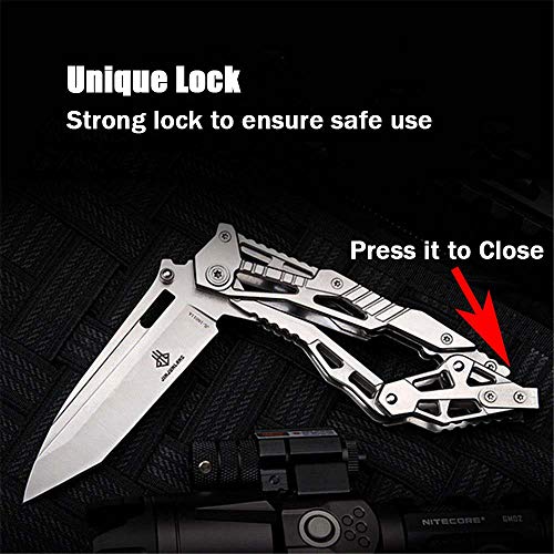 Speedy Panther Outdoor Folding Knife High Hardness Cutting Tool Portable Survival Camping Hunting Knife (White)