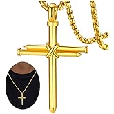 FaithHeart Stainless Steel Cross Necklace for Men, Silver/Black/Gold Cross Chains for Men Religious Amulet Necklaces Christian Gifts for Dad