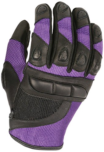 Shaf International Women's Mesh/Leather Combination Gloves (Black/Purple, X-Small)