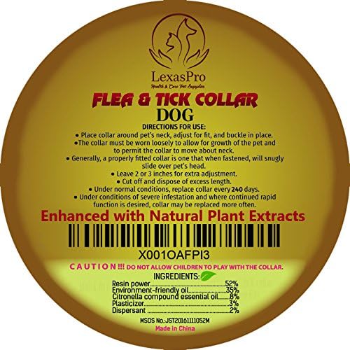 Flea & Tick Collar for Dogs by LexasPro: 8-MONTHS Guaranteed. Hypoallergenic Adjustable Waterproof protection from 500 species of insects. One Size Fits ALL! Enhanced with Natural Plant Extracts.