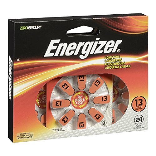 Energizer AZ13DP-24 EZ Turn and Lock Hearing Aid Size 13 Batteries, 24-Pack