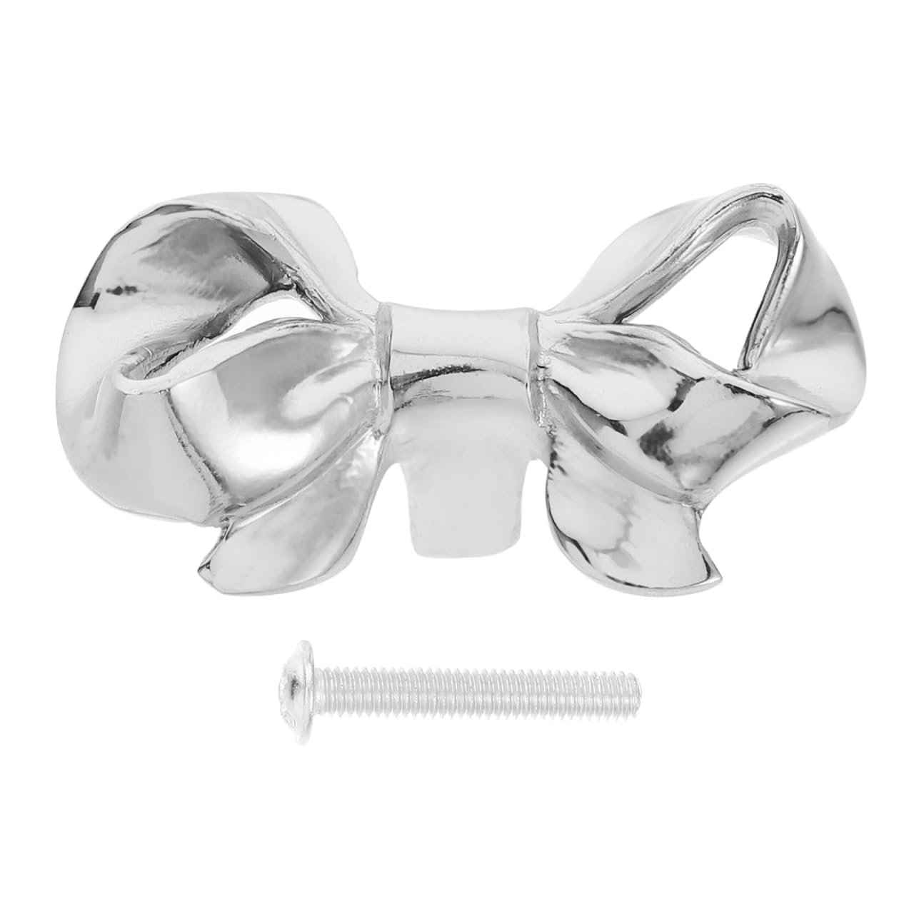 Angoily Silver Bow Handle 1.89 Inch Single Hole Drawer Pulls Vintage Bow Knobs for Dressers Cabinets Wardrobes Decorative Hardware for Home Office Furniture DIY