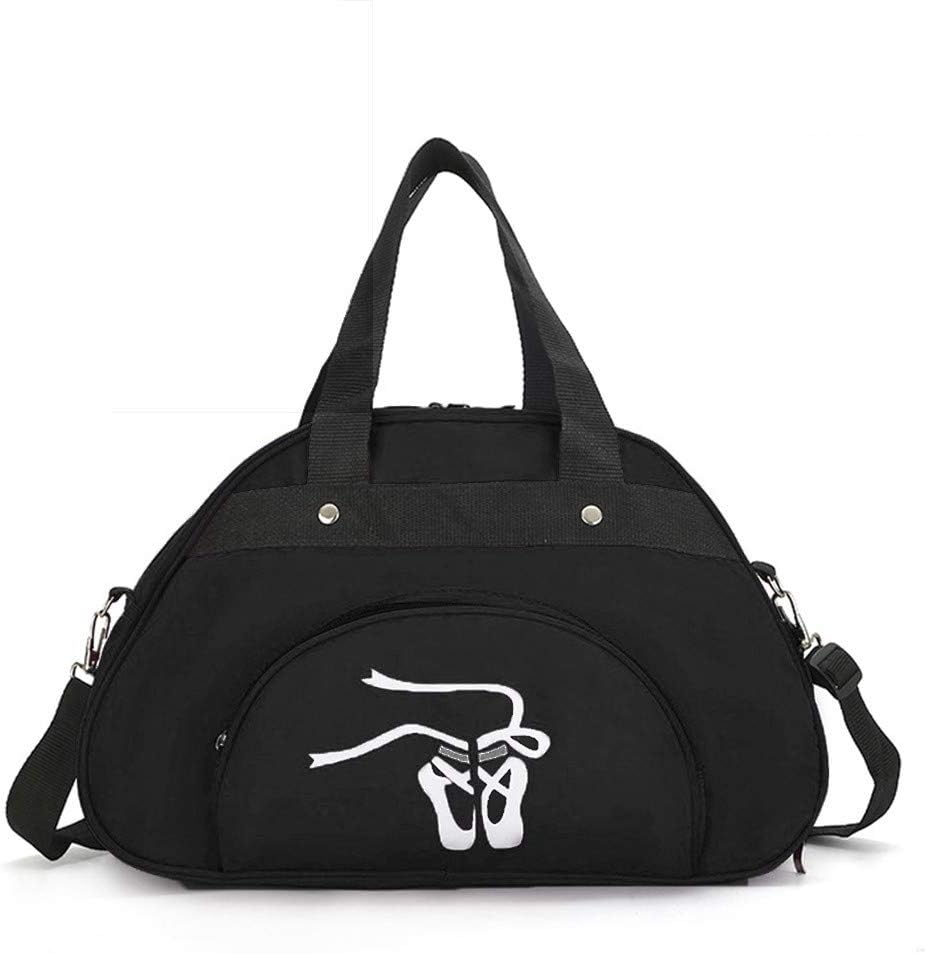 WEISIPUNylon Dance Duffle Bag - Women Garment Shoe Dance Sports Bags Ballet Slippers (Black)