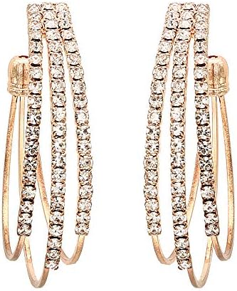 Gold Crystal Multilayer Round Rose Gold Hoop Earrings for Women