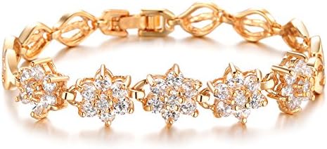KingSix 18K Yellow Gold-Plated Cubic Zirconia Link Bracelet KKS441